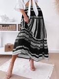 Huidianyin Fashion Bohemian Printed Sundress Women Elastic Waist Holiday Skirts 2023 Maxi Long Vestidos Oversized Casual A-line Robe