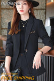 Huidianyin Women Blazer Simple Fashion Casual Long Sleeve Chic Elegant Outerwear Temperament Solid All-match Jacket Clothing New