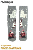 Huidianyin Women's Socks Christmas Peonfly Fashion Harajuku Cute Cartoon Animal Cat Dog Printed Socks Funny Skate Cotton Happy Socks