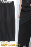 Huidianyin Black Skirt Women High Waist Long Winter Skirt Woman Fashion Pockets Midi Skirts Womens 2023 Elegant Women's Skirts Sets