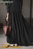 Huidianyin Women Elegant Maxi Long Dress ZANZEA 2023 Autumn Vintage Long Sleeve Solid Sundress Kaftan Femme Robe Vestidos  Baggy