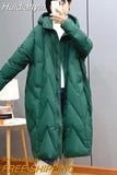 Huidianyin Winter Women 90% White Duck Down Long Jacket Hooded Casual Loose Warm Outwear Female Thick OverSize Puffer Coat