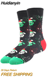 Huidianyin 2023 Christmas Socks Women PEONFLY Funny Santa Claus Christmas Tree Snow Elk Cotton Happy Socks Men Harajuku New Year Sokken