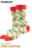 Huidianyin 2023 Christmas Socks Women PEONFLY Funny Santa Claus Christmas Tree Snow Elk Cotton Happy Socks Men Harajuku New Year Sokken