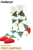 Huidianyin 2023 Christmas Socks Women PEONFLY Funny Santa Claus Christmas Tree Snow Elk Cotton Happy Socks Men Harajuku New Year Sokken