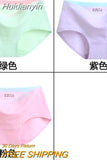 Huidianyin Solid Color Cotton Women Panties Underwear Breathable Women Girl Briefs Comfortable Mid RiseUnderpant Lingerie Panties