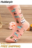 Huidianyin Autumn Women Socks Cartoon Animal Cute Sheep Cow Socks for Girls Warm Cotton Sock for Ladies Christmas Gifts