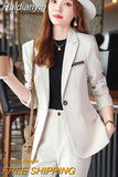 Huidianyin Women Blazer Simple Fashion Casual Long Sleeve Chic Elegant Outerwear Temperament Solid All-match Jacket Clothing New