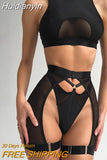 Huidianyin Sexy Lingerie Set Woman 3 Pieces Vest Top Seamless Underwear Garter Belt Set Thong Black Intimate Exotic Sets