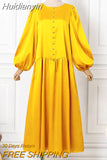 Huidianyin Y2K Oversize Women Fashion Solid Long Maxi Dresses 2023 Summer Robe Female O-Neck Baggy Sundress Long Sleeve Party Vestido