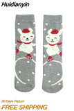 Huidianyin Women's Socks Christmas Peonfly Fashion Harajuku Cute Cartoon Animal Cat Dog Printed Socks Funny Skate Cotton Happy Socks