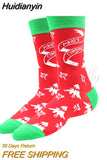 Huidianyin 2023 Christmas Socks Women PEONFLY Funny Santa Claus Christmas Tree Snow Elk Cotton Happy Socks Men Harajuku New Year Sokken