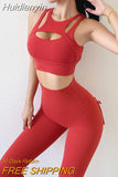 Huidianyin TO BN Fitness Sports Set Women's Tracksuit 2 Piece Suit Yoga High Waist Leggings With Pocket Bra Workout Gym Outfit Clothes