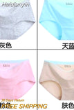 Huidianyin Solid Color Cotton Women Panties Underwear Breathable Women Girl Briefs Comfortable Mid RiseUnderpant Lingerie Panties