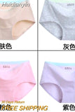 Huidianyin Solid Color Cotton Women Panties Underwear Breathable Women Girl Briefs Comfortable Mid RiseUnderpant Lingerie Panties