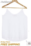 Huidianyin Chiffon Camis Top Blouse Women Sleeveless Solid Sexy Casual Basic Tank