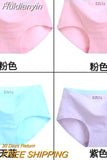 Huidianyin Solid Color Cotton Women Panties Underwear Breathable Women Girl Briefs Comfortable Mid RiseUnderpant Lingerie Panties