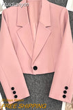 Huidianyin Women's Blazers Office Long Sleeve Solid Color Casual Temperament Straight Clothes Elegant Classic Chic Blazer Outwear