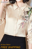 huidianyin Silk Women Shirts Woman Satin Blouses Tops Women Long Sleeve Shirts Woman Satin Silk Shirt Blusas Mujer De Moda 2023 XXL