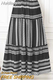 Huidianyin Fashion Bohemian Printed Sundress Women Elastic Waist Holiday Skirts 2023 Maxi Long Vestidos Oversized Casual A-line Robe