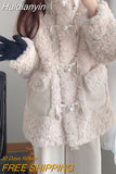 Huidianyin New Cotton Lamb Fur Thicken Sheepskin Coat Women Winter Faux Fur Mid Length Parka Jacket Outwear Winter Fluffy Overcoat