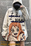 Huidianyin cartoon cute kawaii girl top Harajuku style hooded sweater female student loose plus velvet thick ins sweater street wear