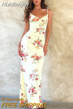 Huidianyin Sexy Y2K Clothes Floral Print Sleeveless Backless Bodycon Maxi Dresses For Women 2023 Club Birthday Party Elegant Outfit