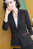 Huidianyin Ladies Blazer Long Sleeve Blaser Women Suit jacket Female Feminine Blazer Femme White Black Blazer Autumn