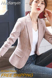 Huidianyin Suit Coat Women's Small Suit Women's Thin Pink Suit Small Western Style Plaid Casual