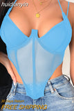 huidianyin Crop Top Women Summer Fishbone Corset Tank Tops Cropped Night Club Outfits Sleeveless Bustier One-Piece Camis