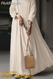 Huidianyin Women Elegant Maxi Long Dress ZANZEA 2023 Autumn Vintage Long Sleeve Solid Sundress Kaftan Femme Robe Vestidos  Baggy